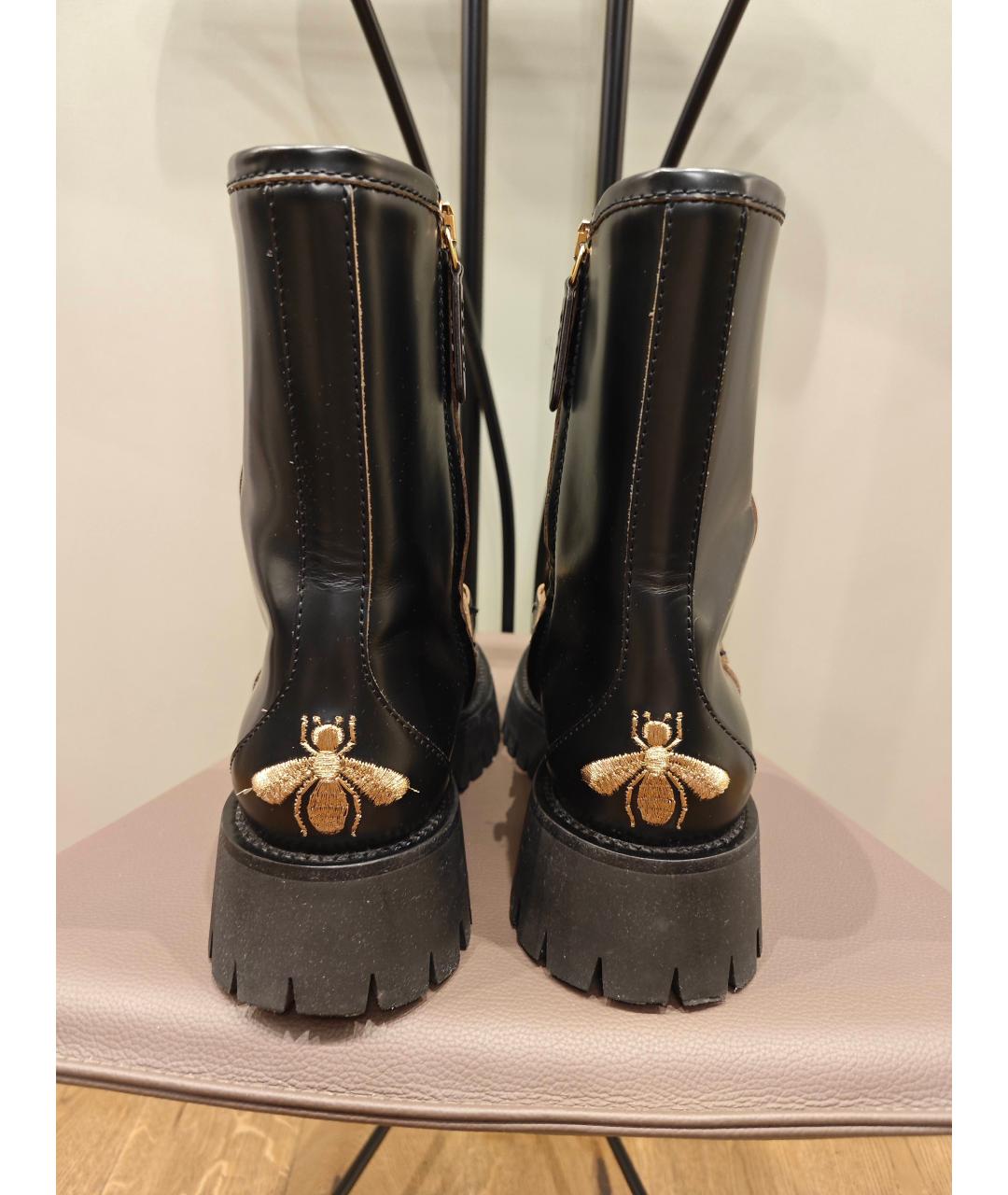 GUCCI Черные кожаные полусапоги, фото 4