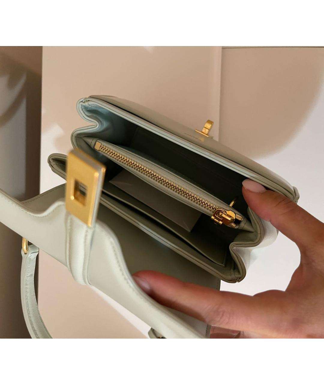 CELINE Голубая кожаная сумка с короткими ручками, фото 4