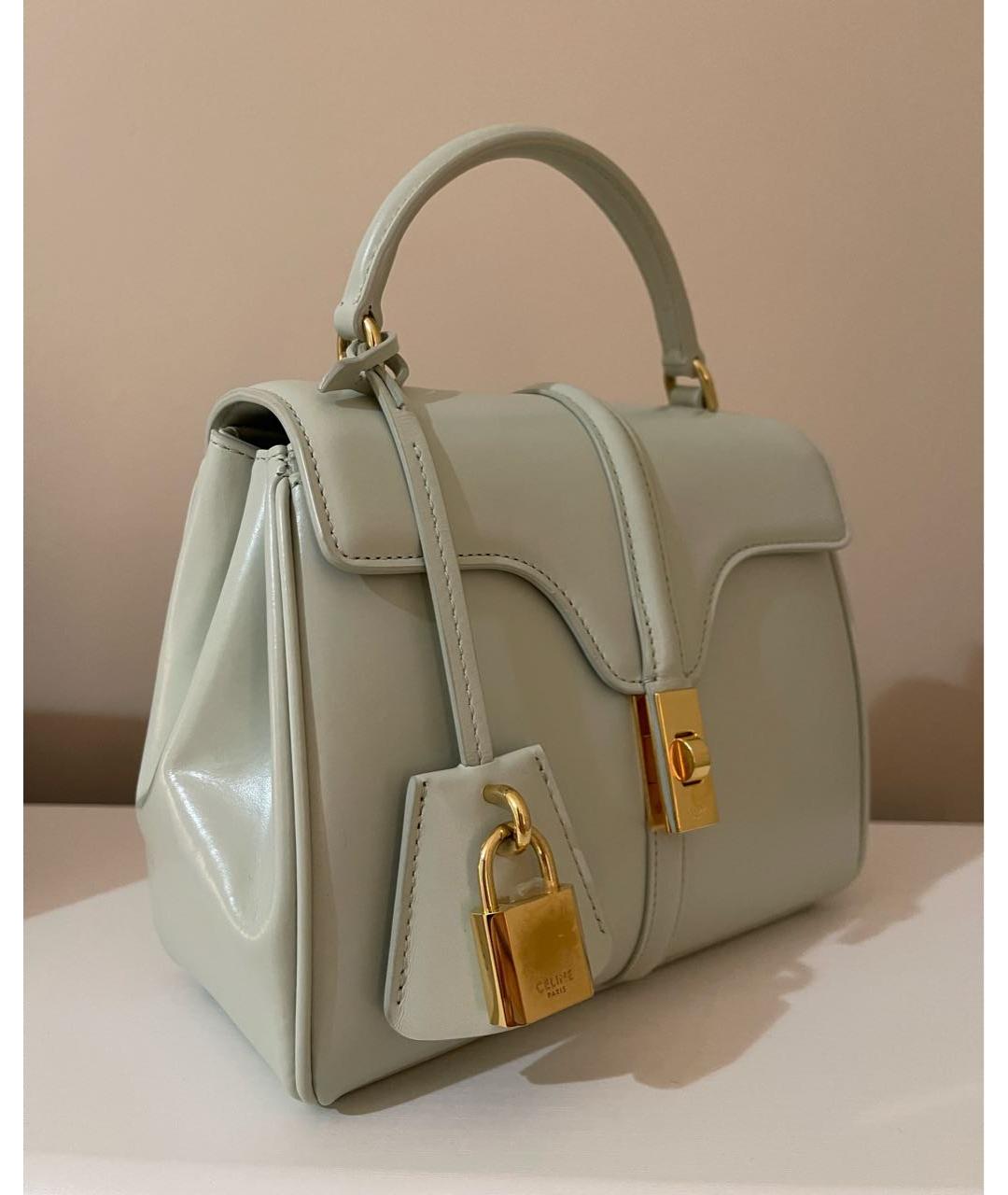 CELINE Голубая кожаная сумка с короткими ручками, фото 2