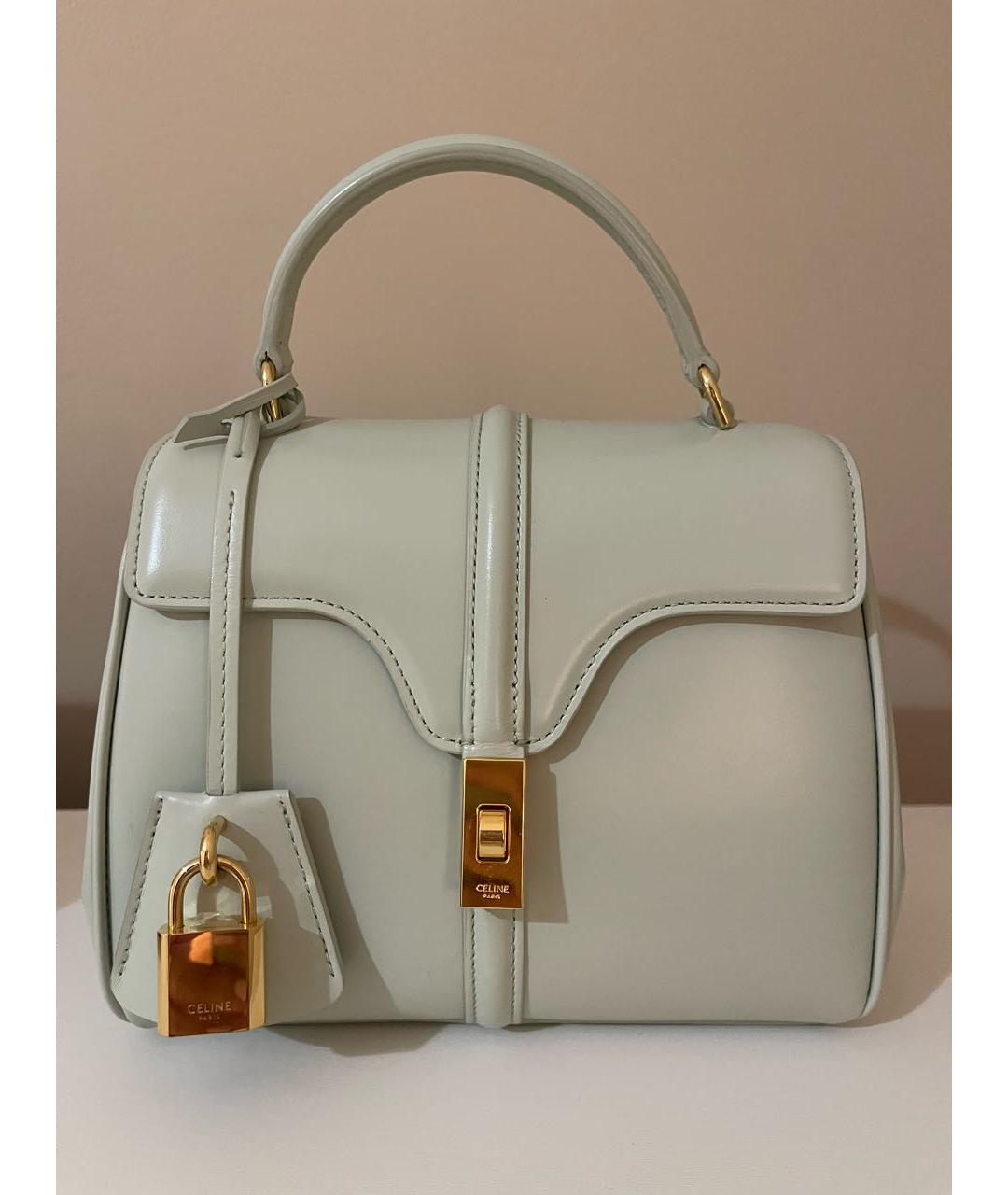 CELINE Голубая кожаная сумка с короткими ручками, фото 5