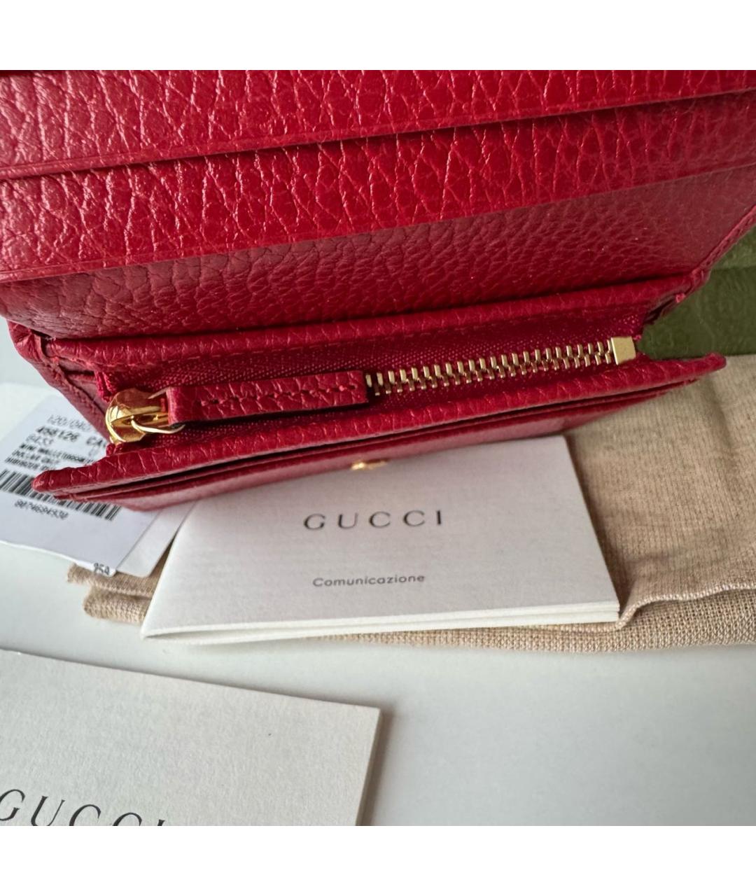 GUCCI Красный кожаный кошелек, фото 6