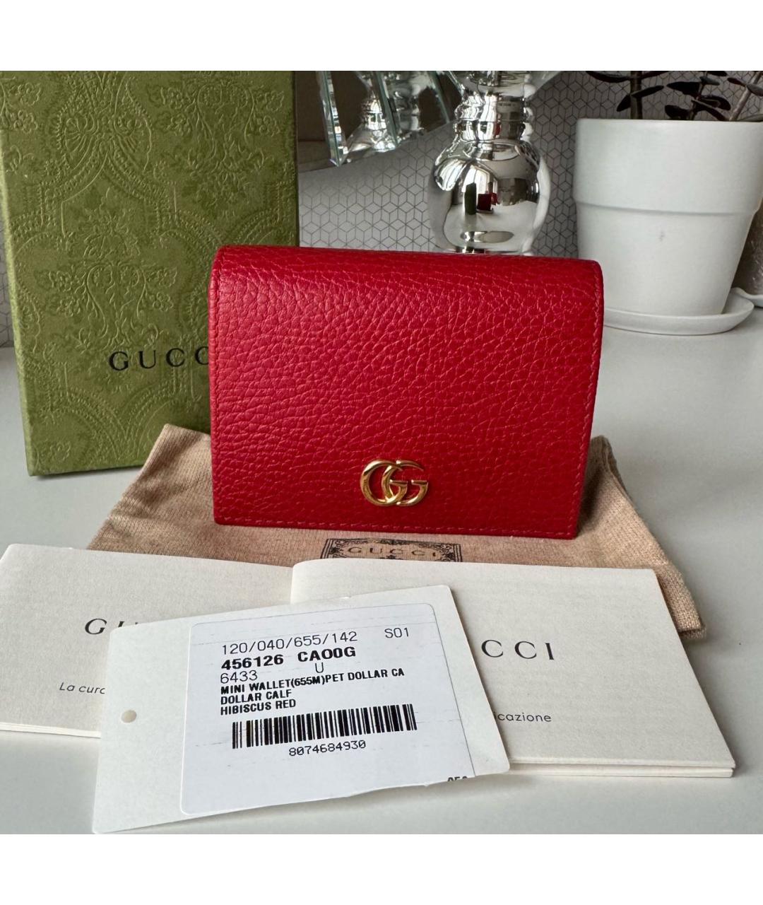 GUCCI Красный кожаный кошелек, фото 2