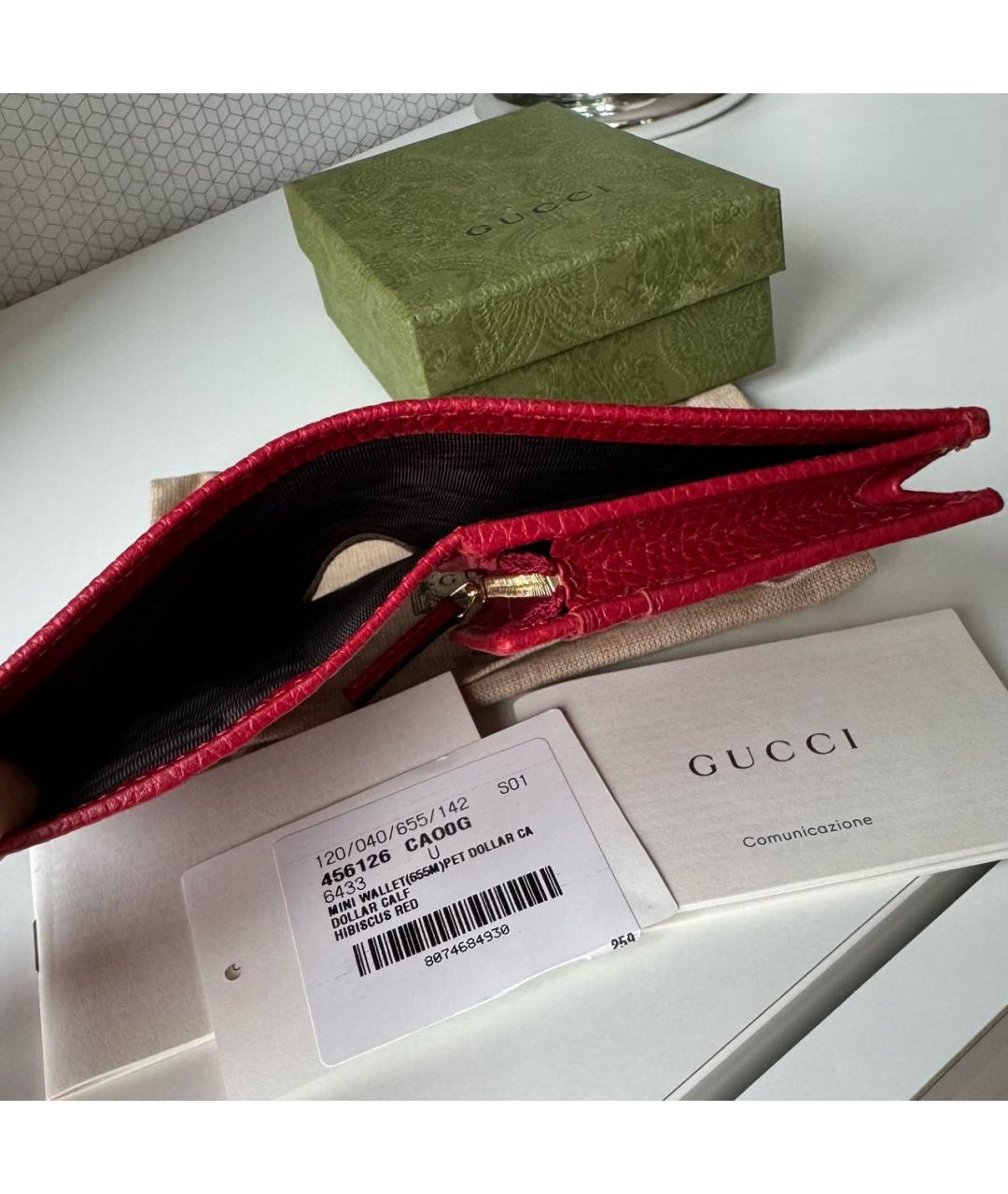 GUCCI Красный кожаный кошелек, фото 5