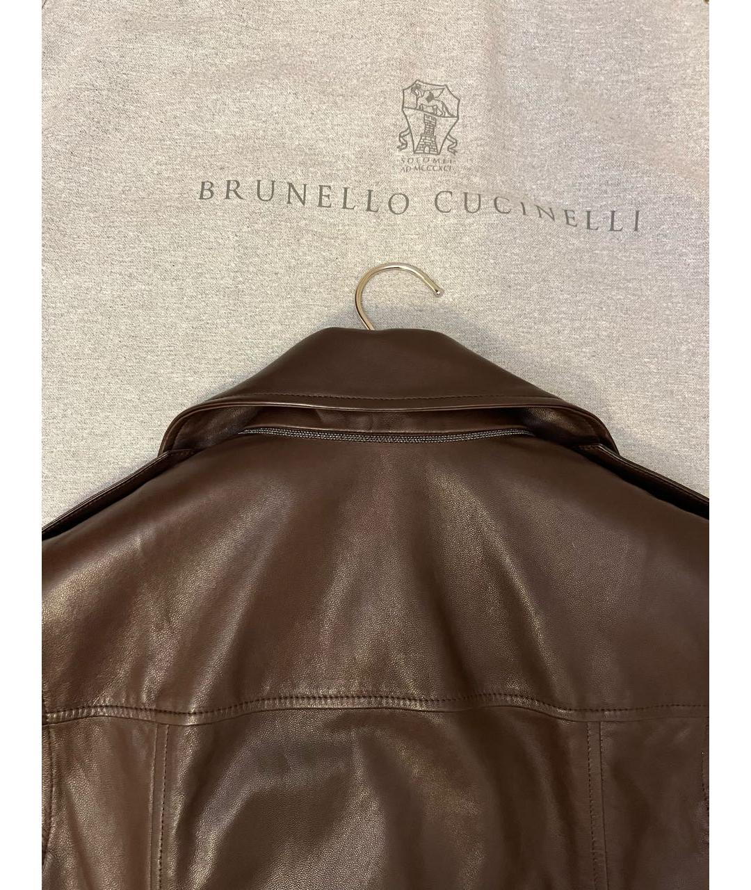 BRUNELLO CUCINELLI Коричневый кожаный жилет, фото 3