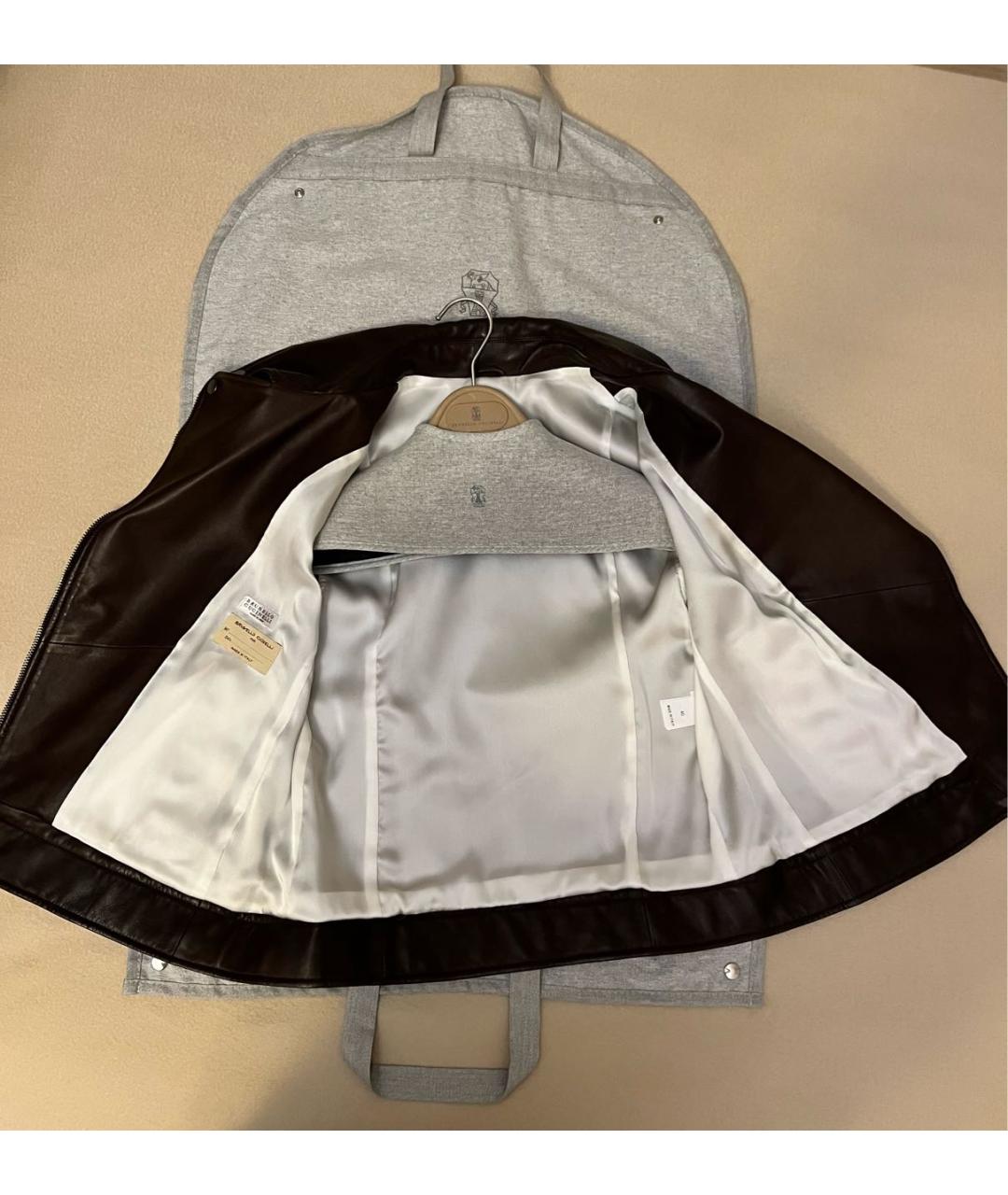 BRUNELLO CUCINELLI Коричневый кожаный жилет, фото 4