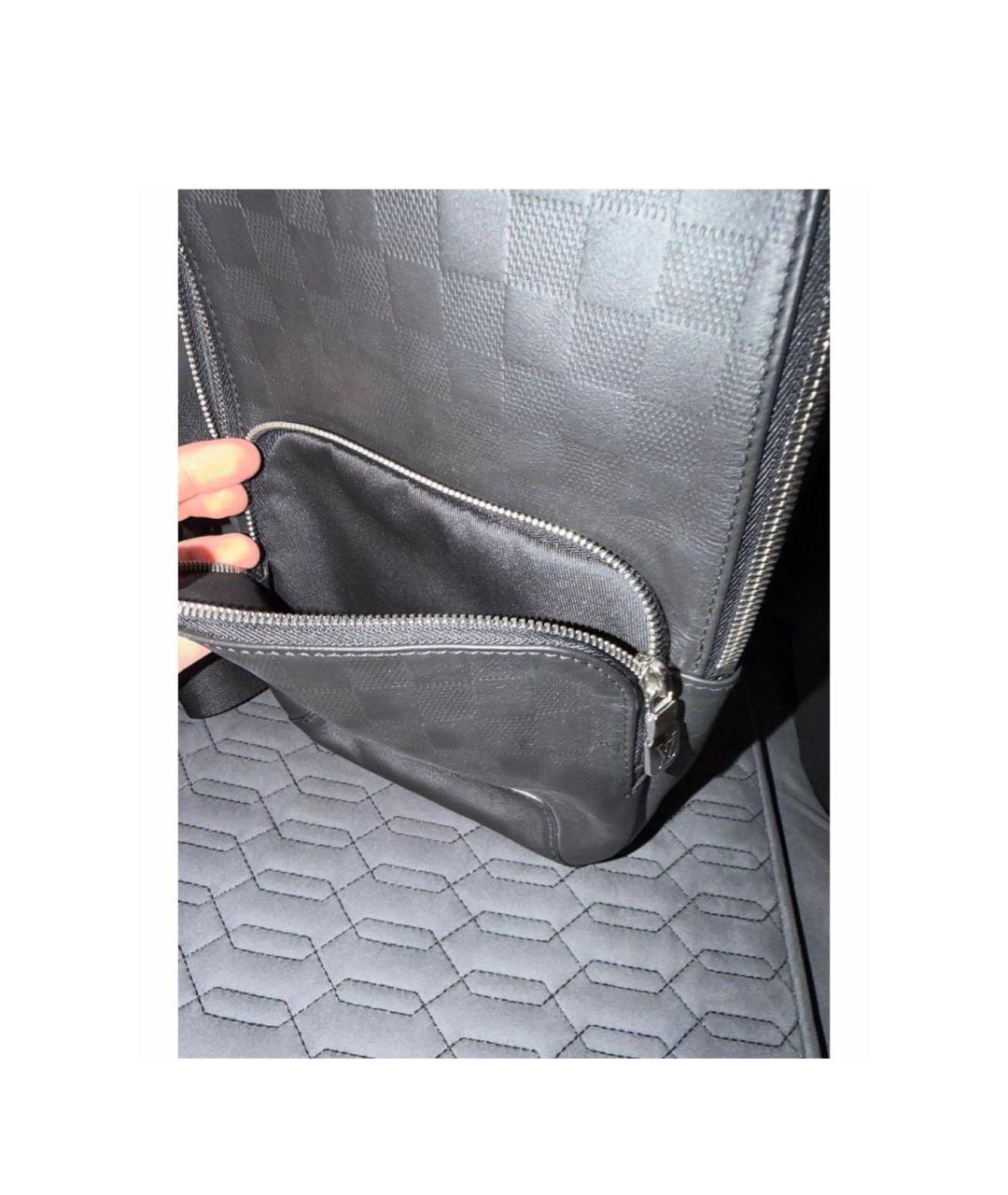 LOUIS VUITTON Черная кожаная поясная сумка, фото 2