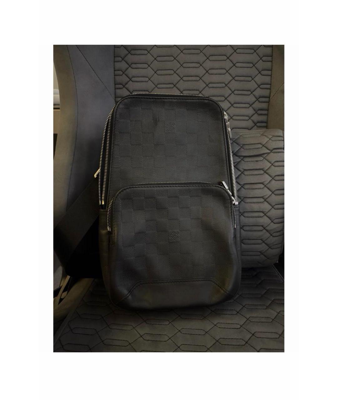 LOUIS VUITTON Черная кожаная поясная сумка, фото 7