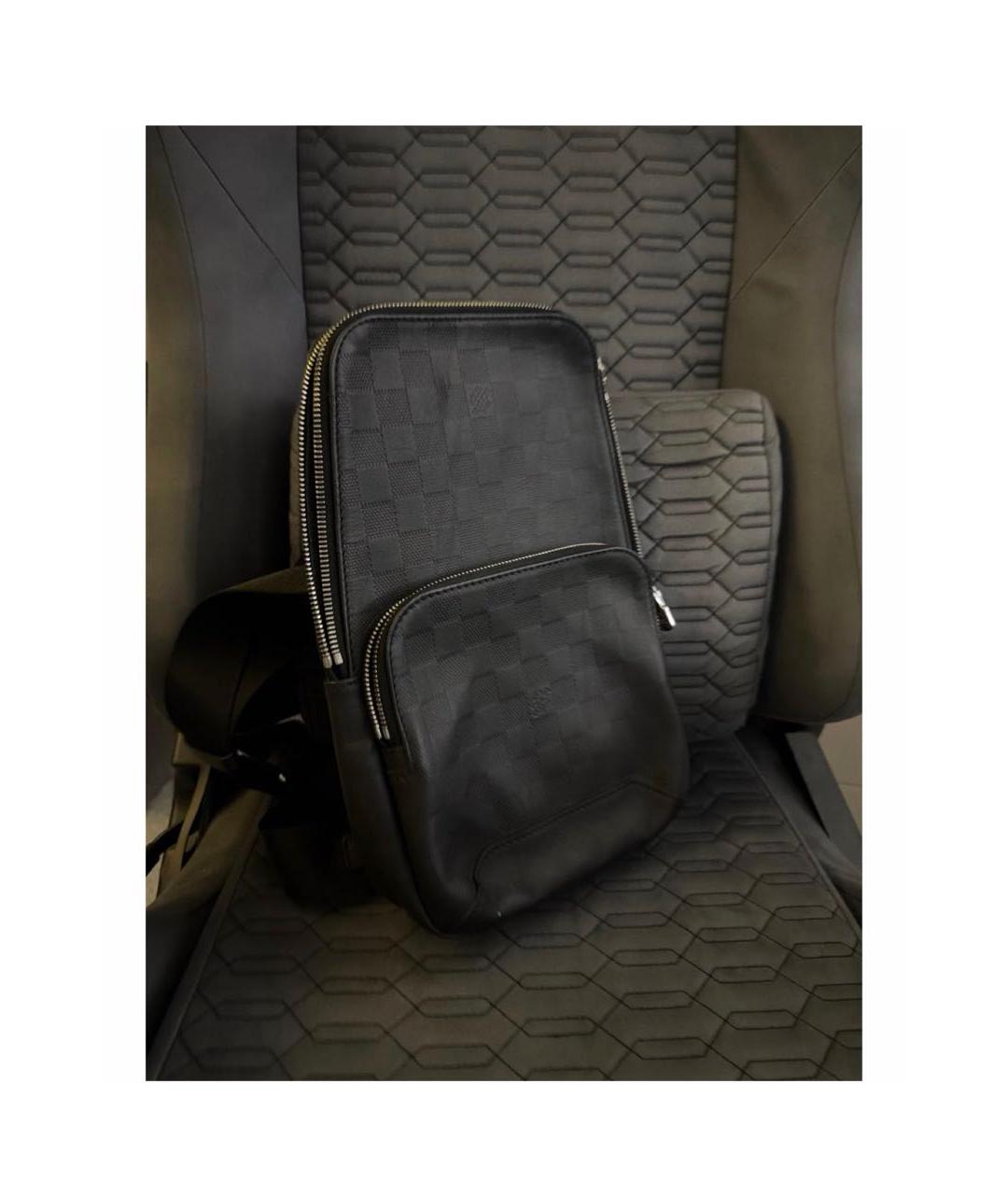 LOUIS VUITTON Черная кожаная поясная сумка, фото 3