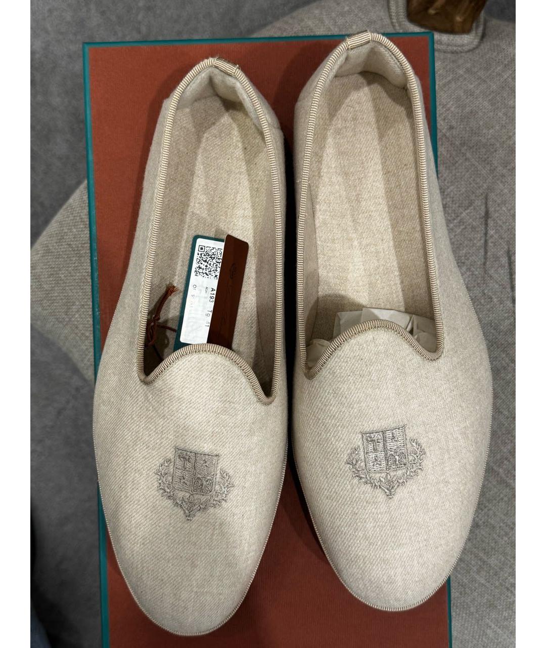 LORO PIANA Бежевые текстильные мокасины, фото 4