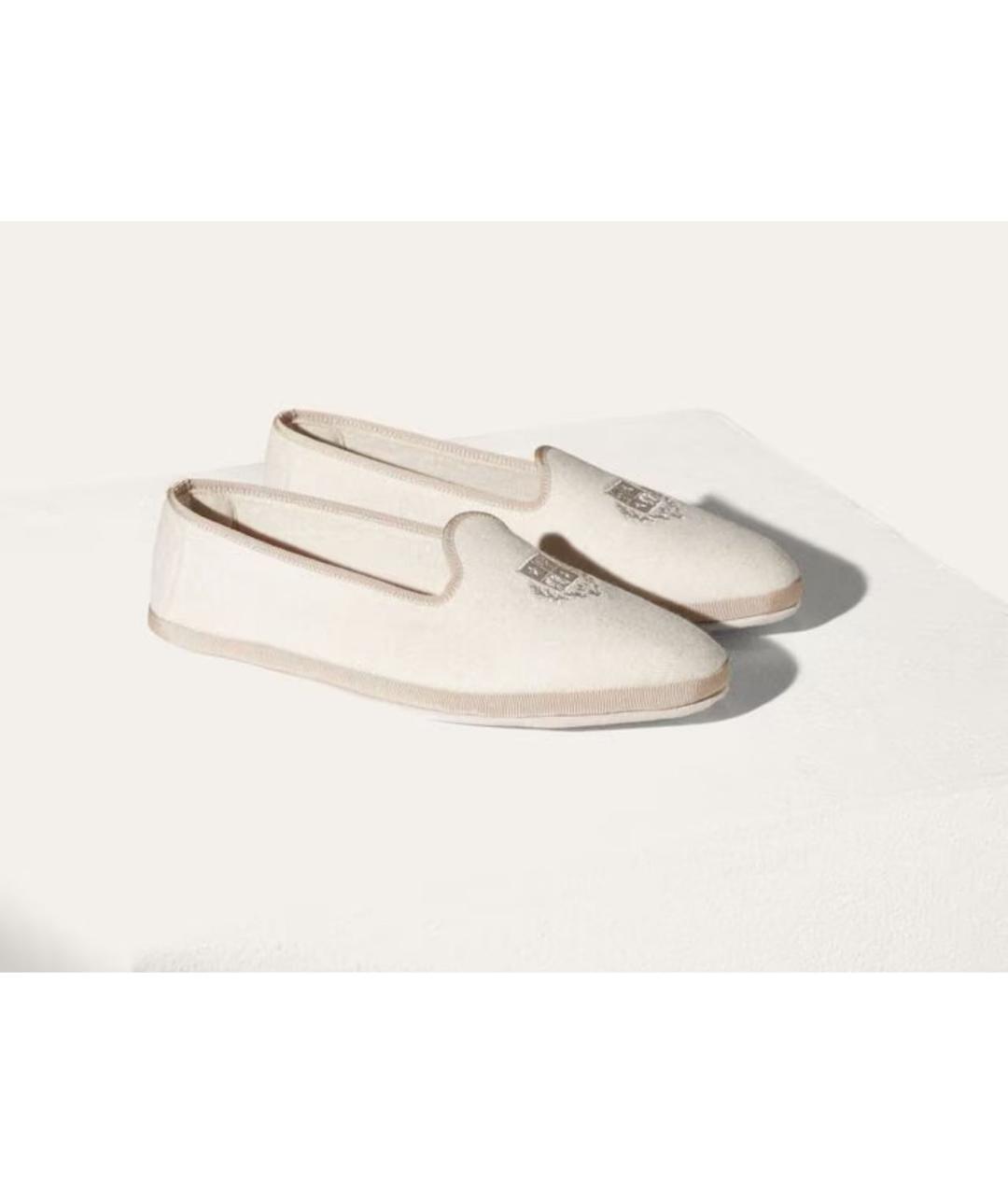 LORO PIANA Бежевые текстильные мокасины, фото 7