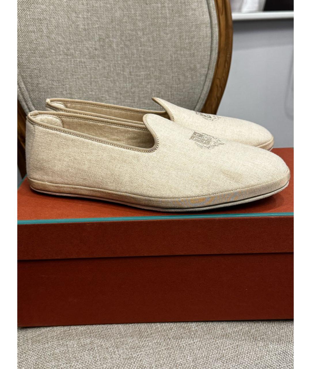 LORO PIANA Бежевые текстильные мокасины, фото 2