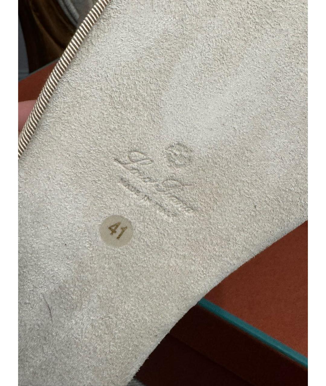 LORO PIANA Бежевые текстильные мокасины, фото 6