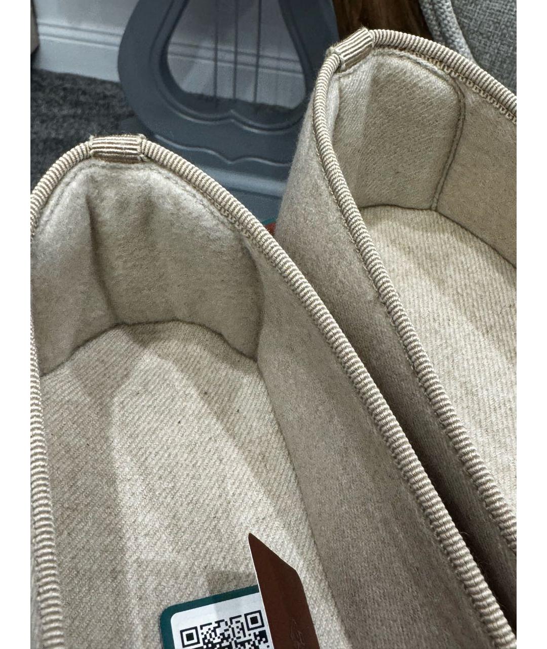 LORO PIANA Бежевые текстильные мокасины, фото 5