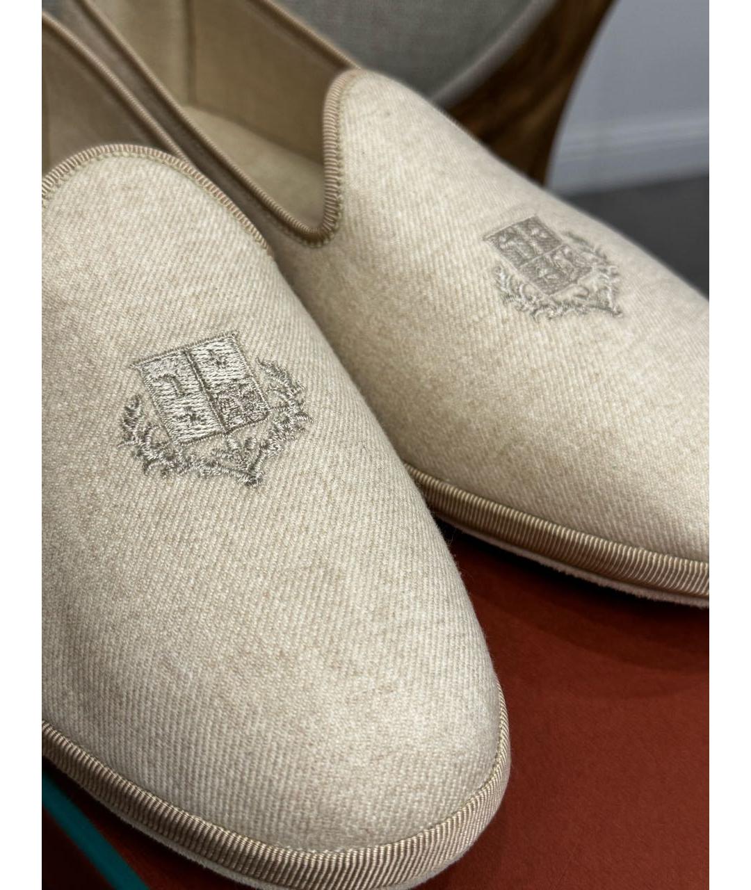 LORO PIANA Бежевые текстильные мокасины, фото 3