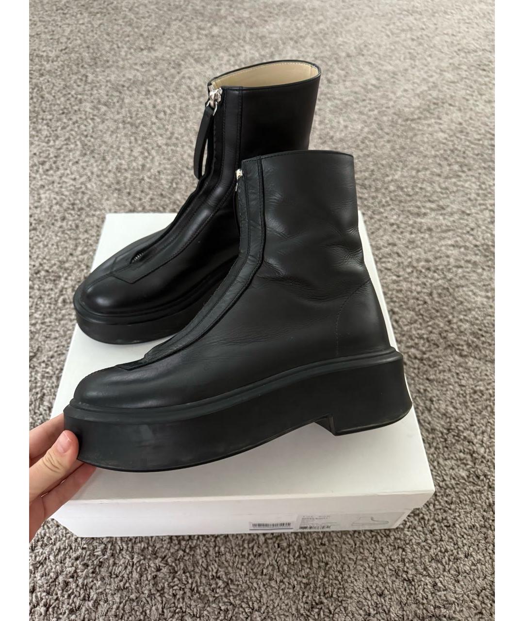 THE ROW Черные кожаные полусапоги, фото 7