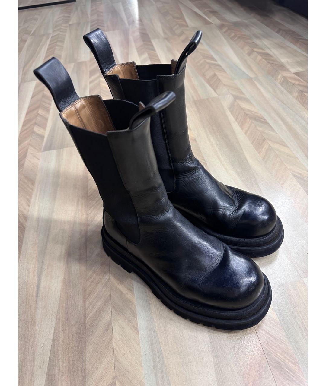 BOTTEGA VENETA Черные кожаные полусапоги, фото 2