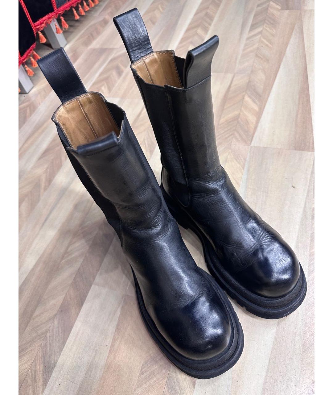 BOTTEGA VENETA Черные кожаные полусапоги, фото 7