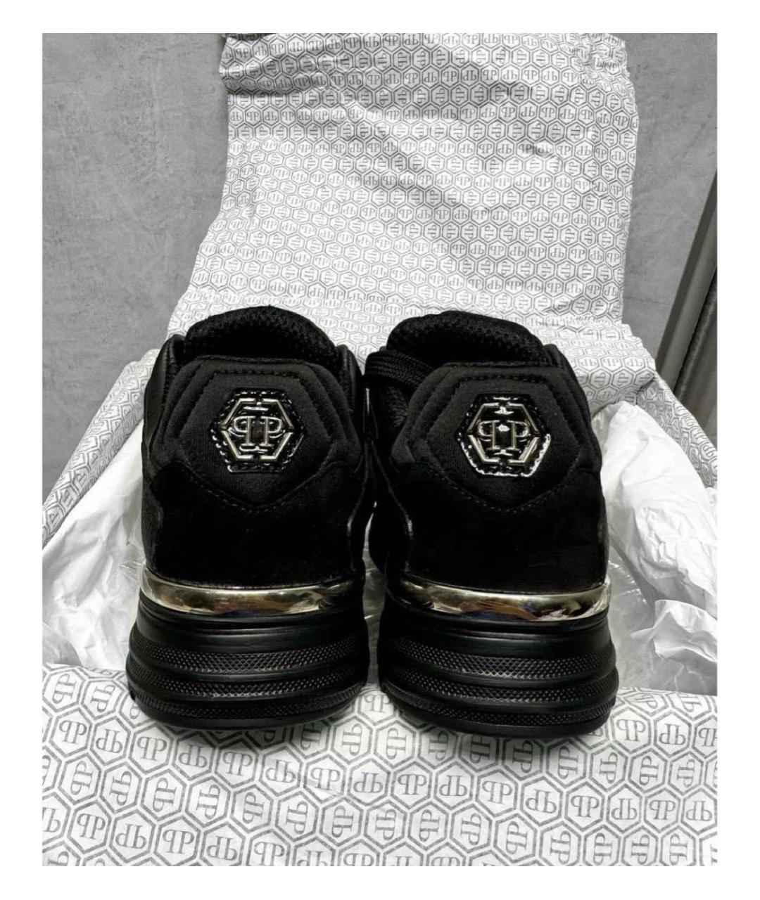 PHILIPP PLEIN Черные кожаные низкие кроссовки / кеды, фото 5
