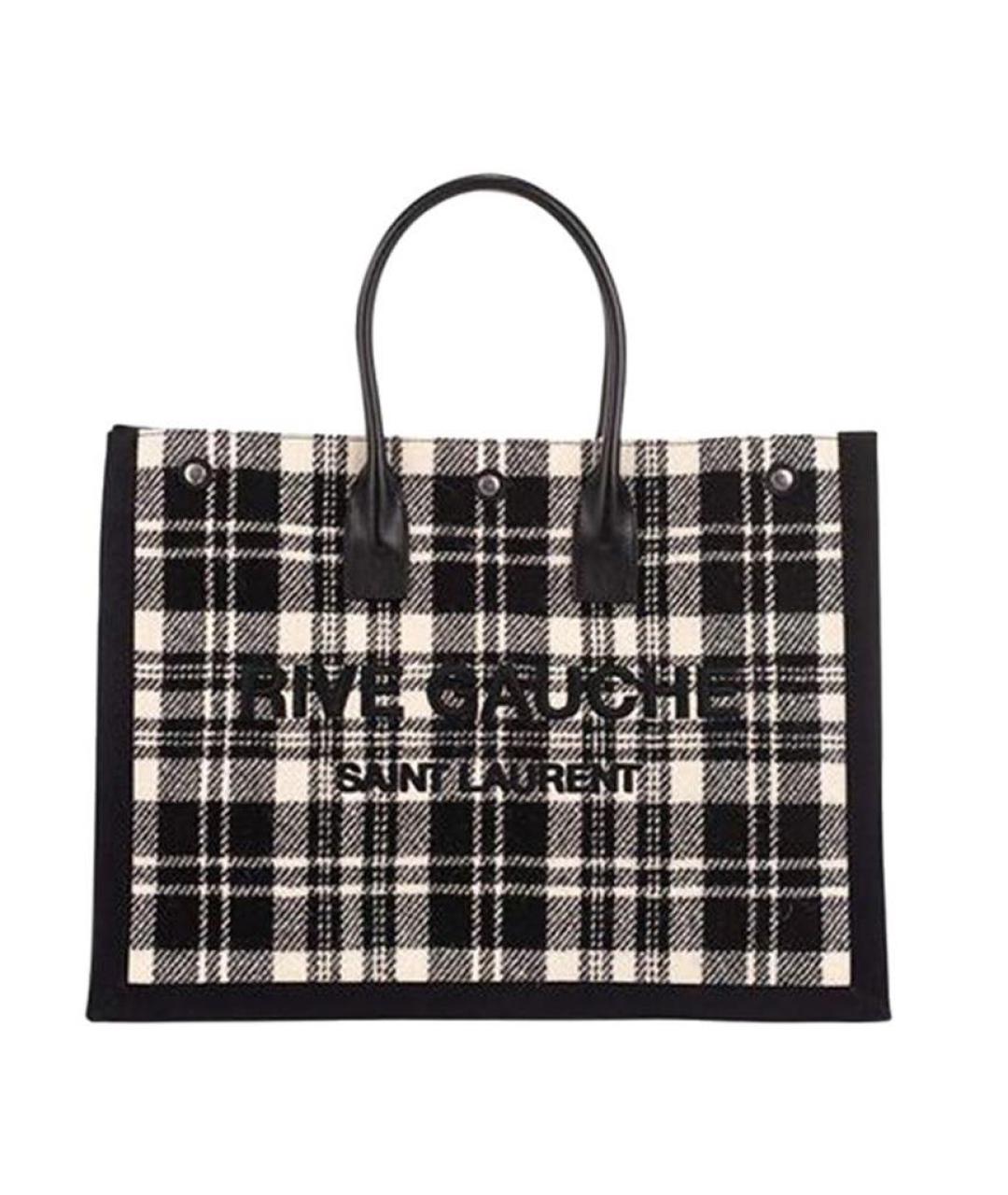 SAINT LAURENT Черная тканевая сумка с короткими ручками, фото 4