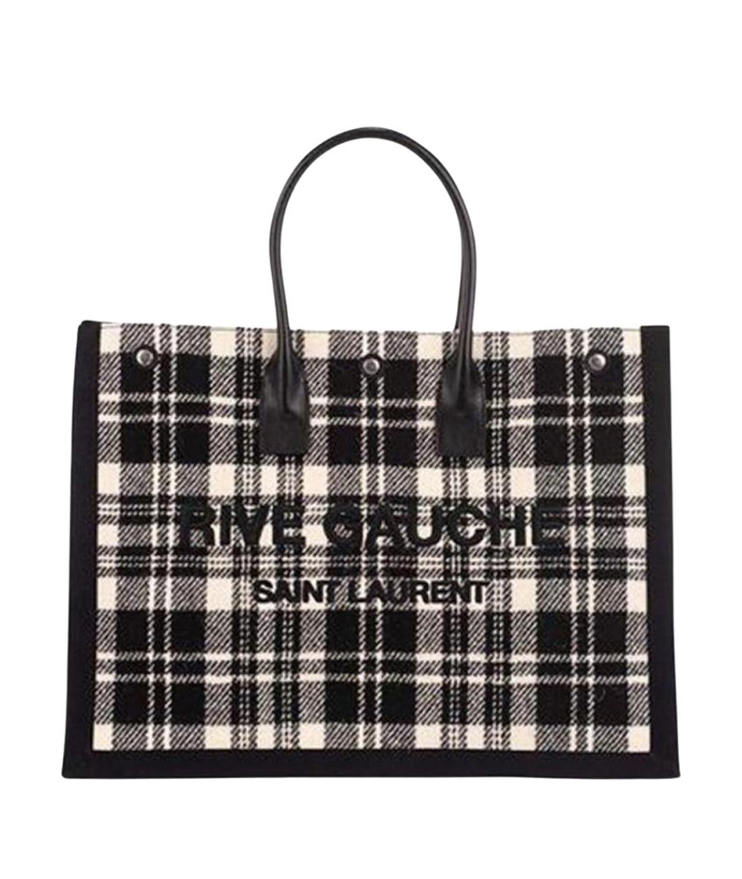 SAINT LAURENT Черная тканевая сумка с короткими ручками, фото 1