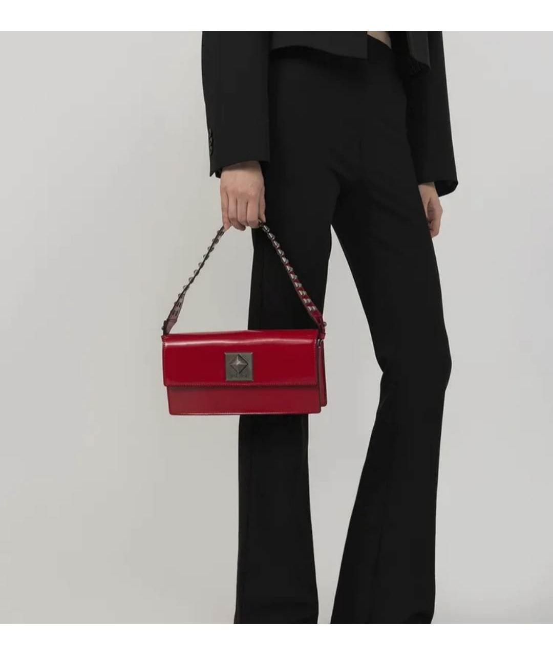 JUST CAVALLI Красная сумка с короткими ручками из искусственной кожи, фото 5