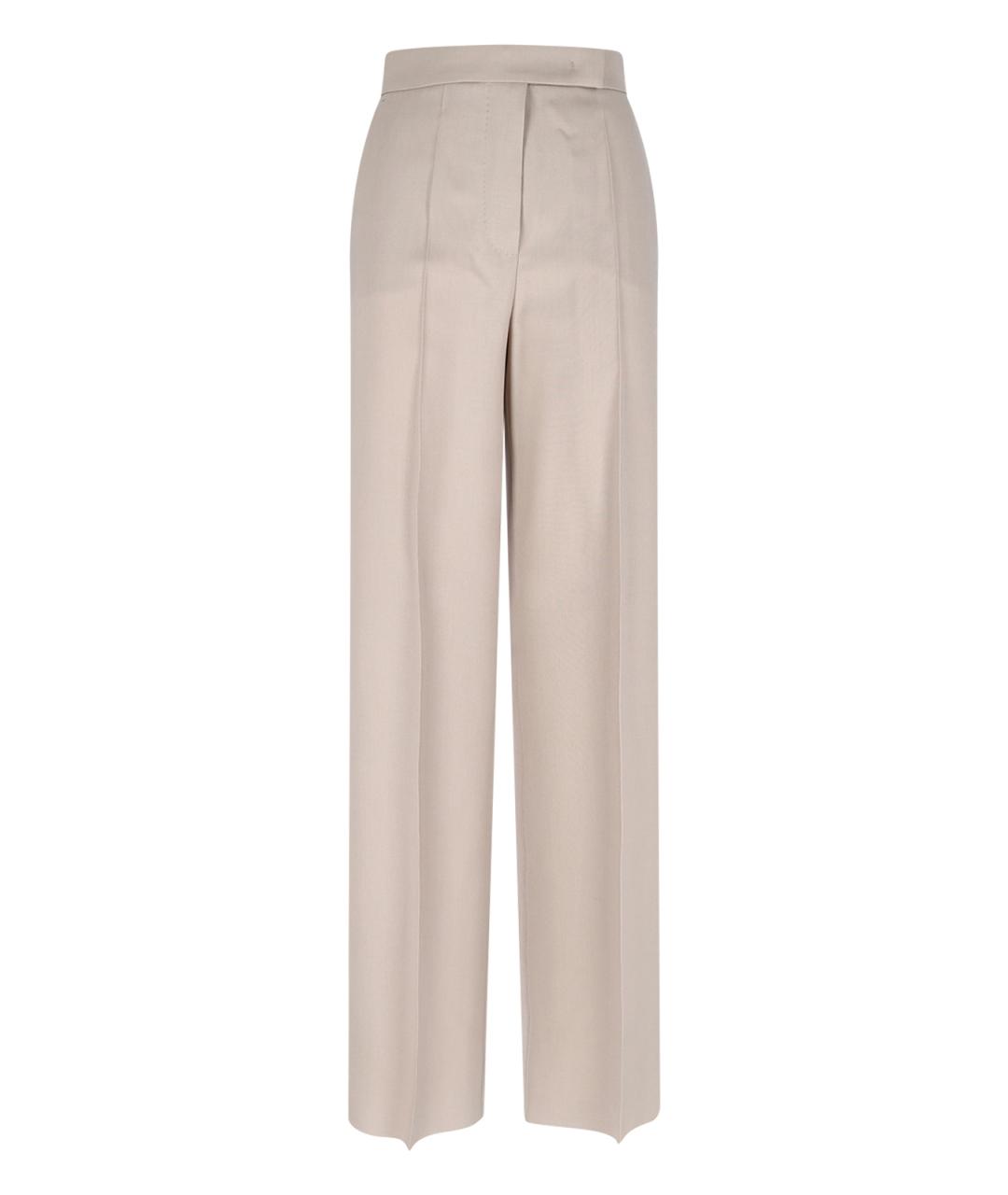 MAX MARA Бежевые шерстяные прямые брюки, фото 1