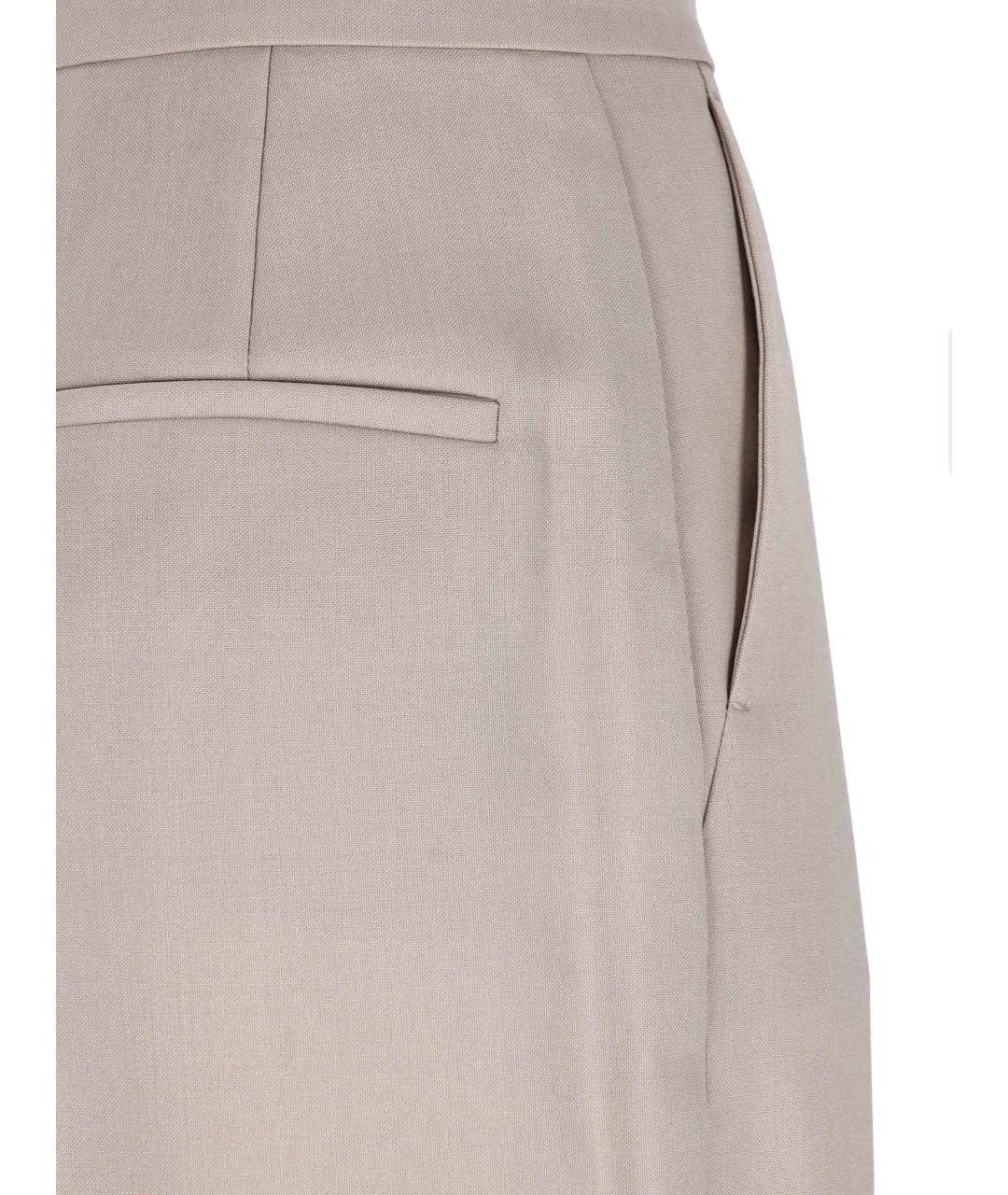 MAX MARA Бежевые шерстяные прямые брюки, фото 4