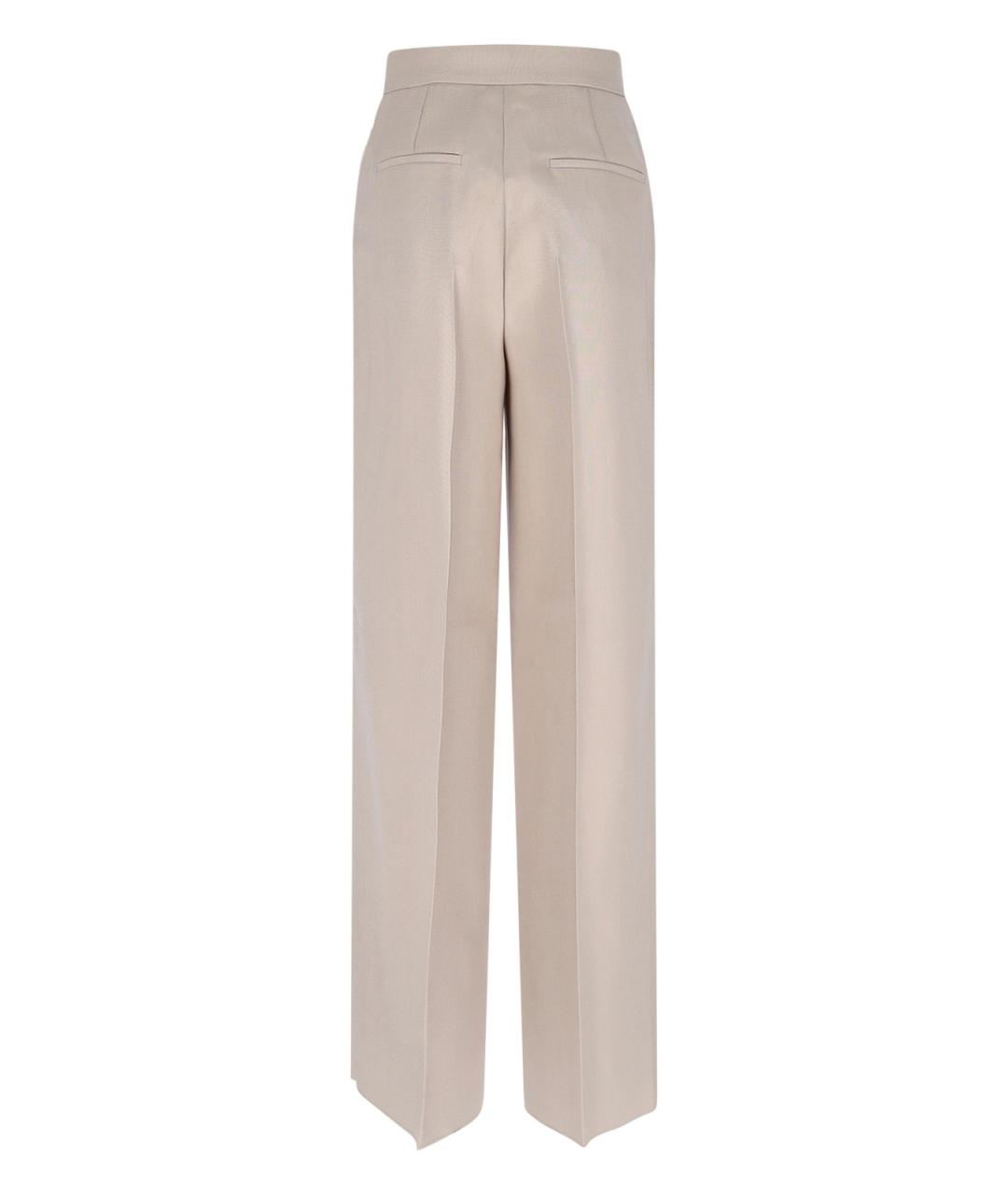 MAX MARA Бежевые шерстяные прямые брюки, фото 2