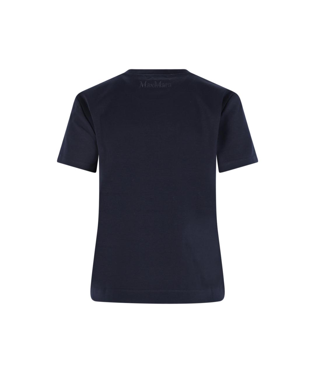 MAX MARA Темно-синяя хлопковая футболка, фото 2