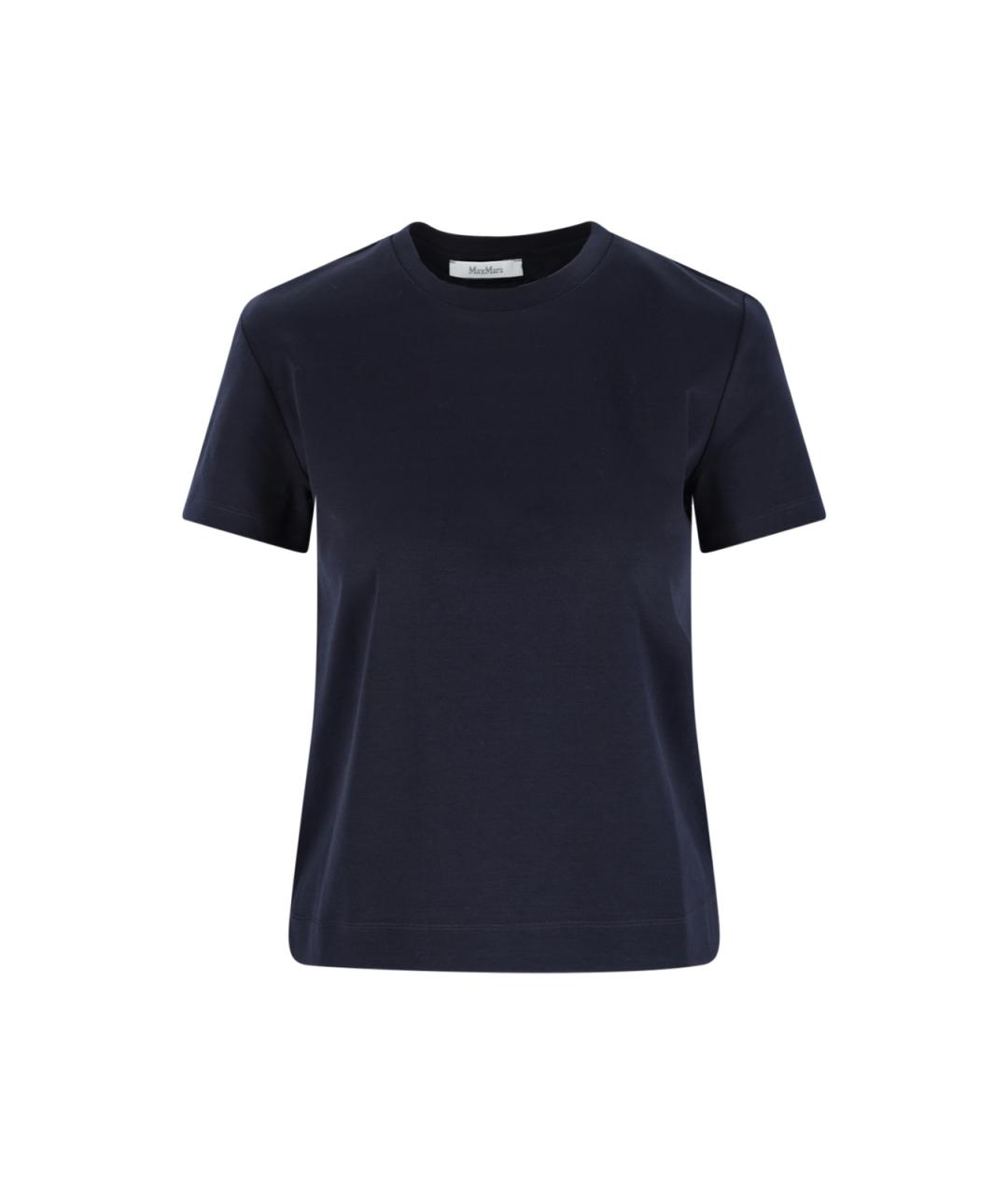 MAX MARA Темно-синяя хлопковая футболка, фото 1