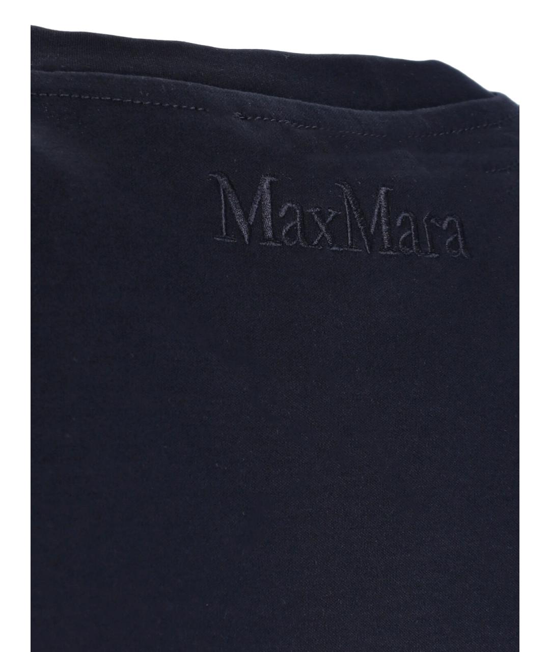 MAX MARA Темно-синяя хлопковая футболка, фото 3