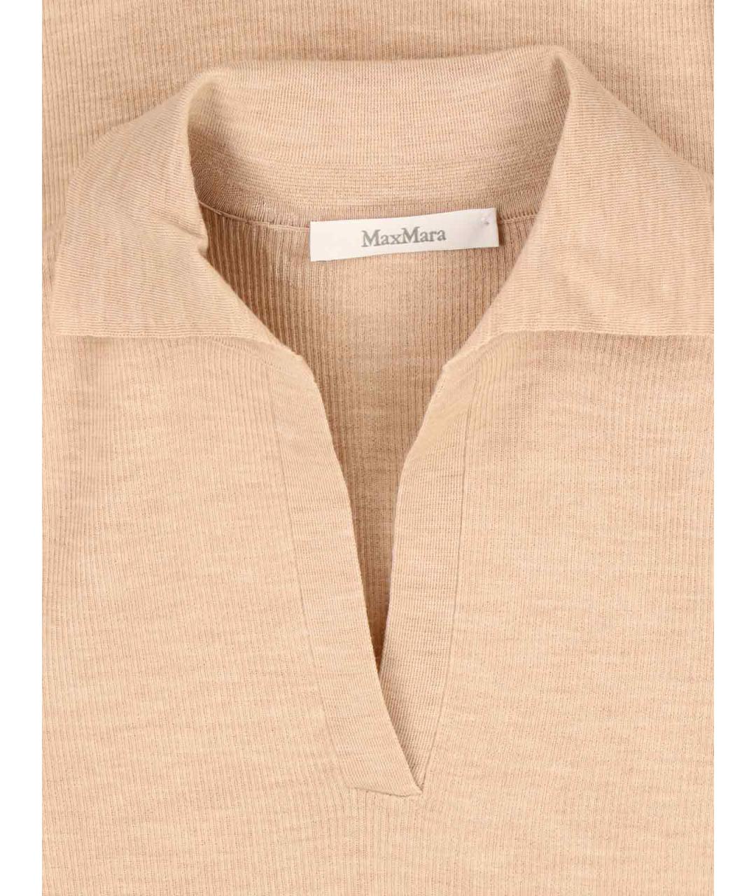 MAX MARA Бежевая шерстяная футболка, фото 3