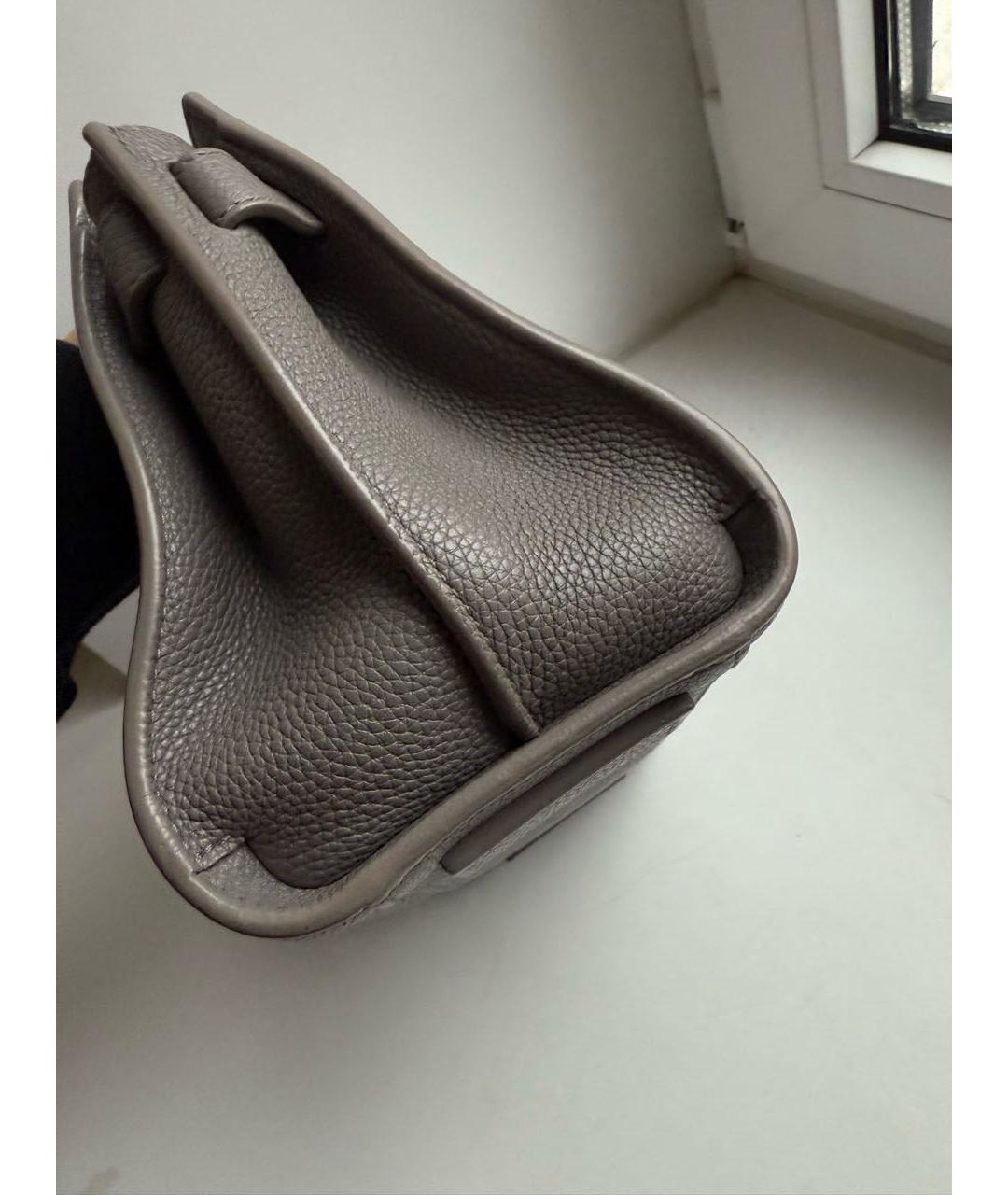 SAINT LAURENT Серая кожаная сумка с короткими ручками, фото 3