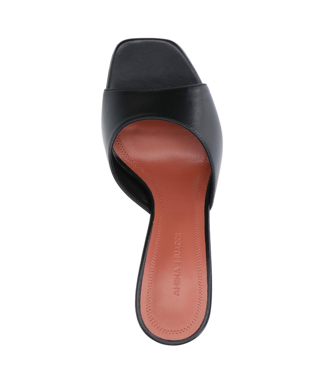 Amina Muaddi Черные кожаные мюли, фото 5