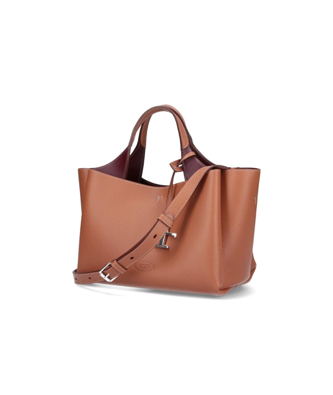 TOD'S Коричневая кожаная сумка тоут, фото 2