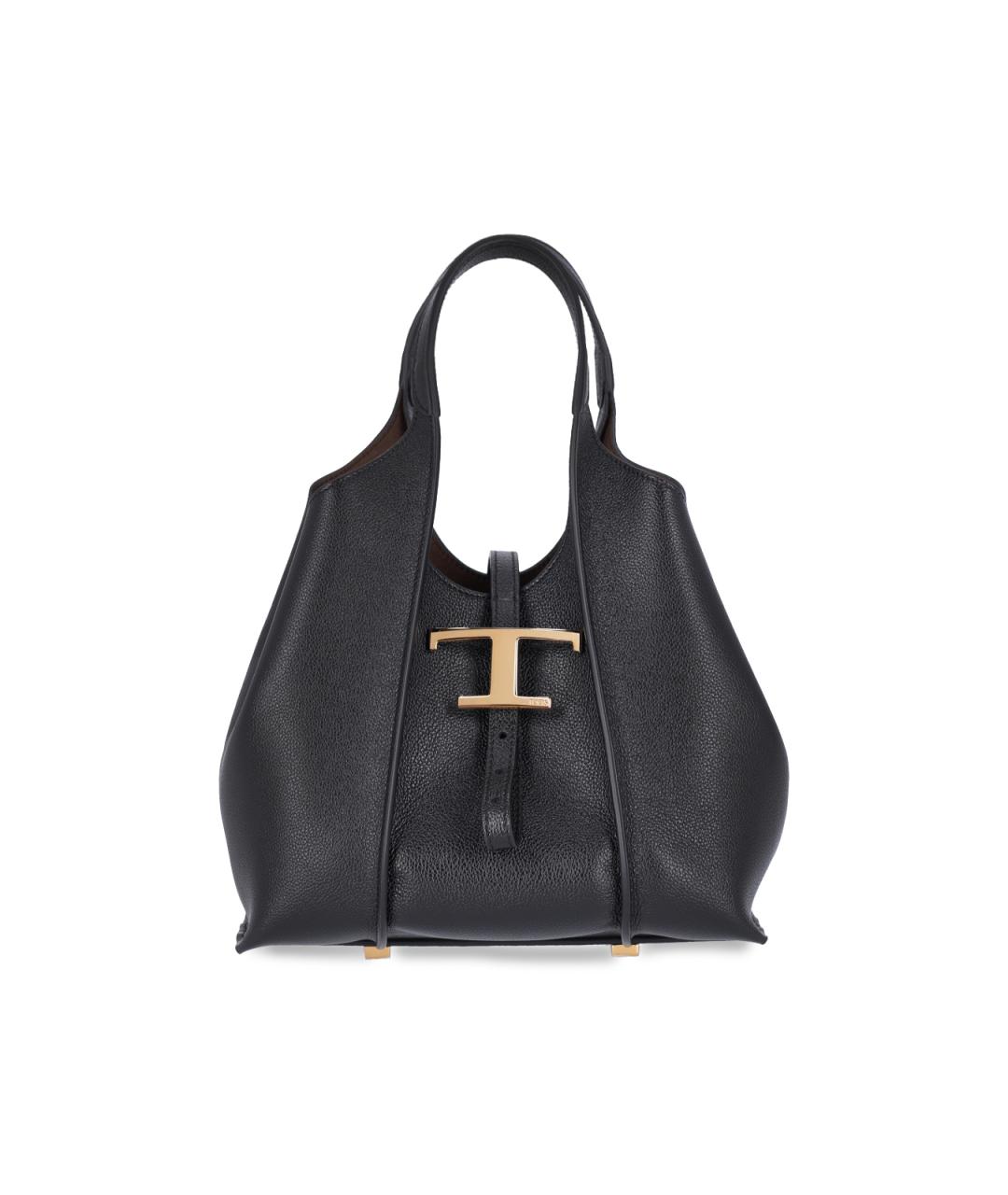 TOD'S Черная кожаная сумка тоут, фото 1