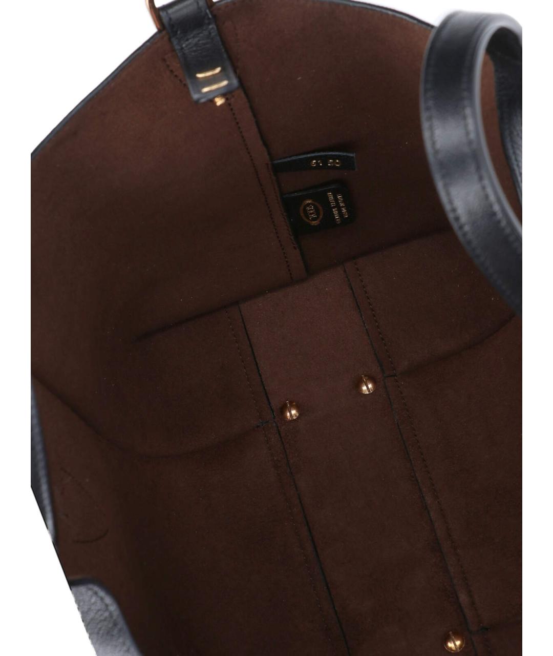 TOD'S Черная кожаная сумка тоут, фото 4