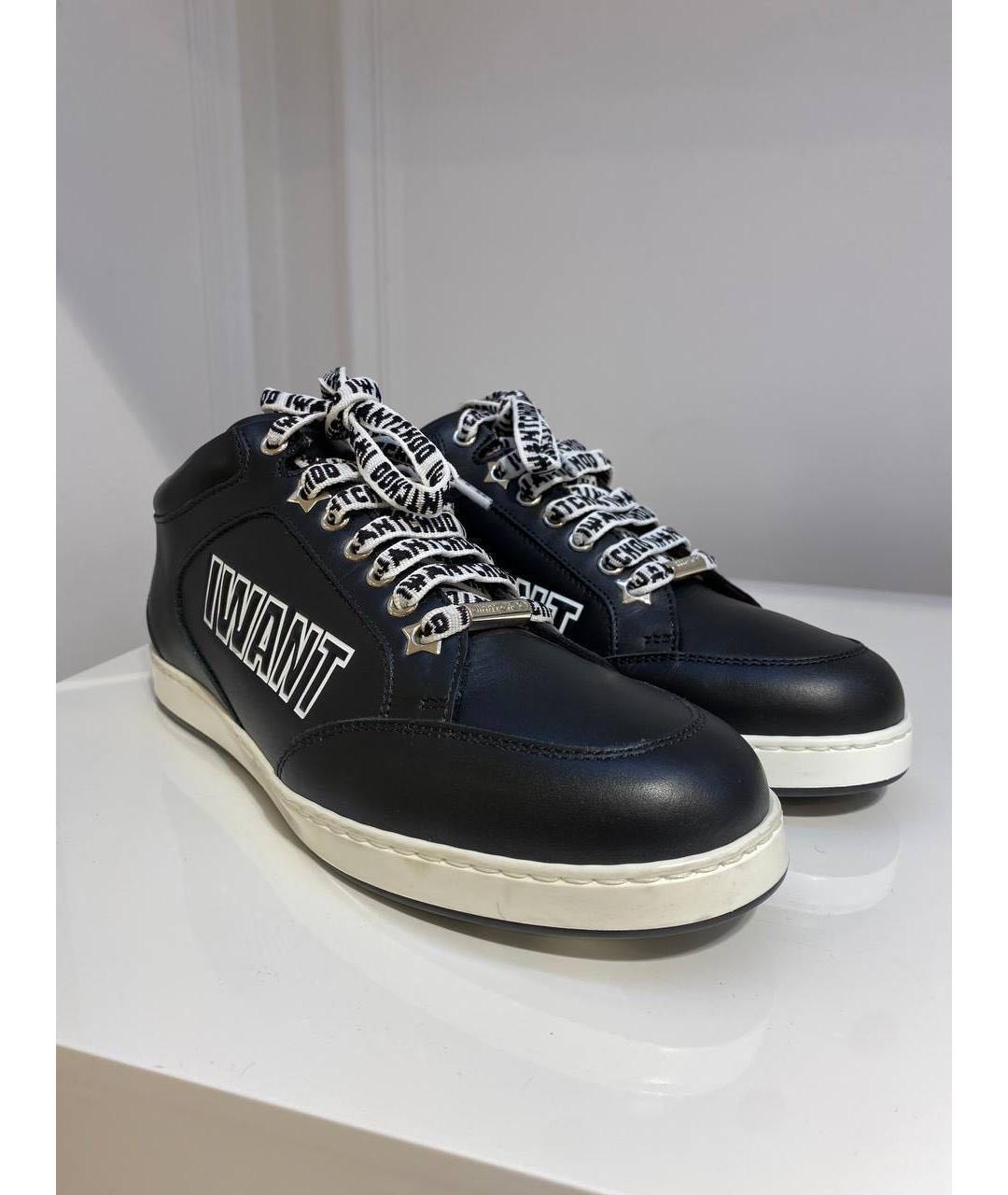 JIMMY CHOO Черные кожаные кеды, фото 2