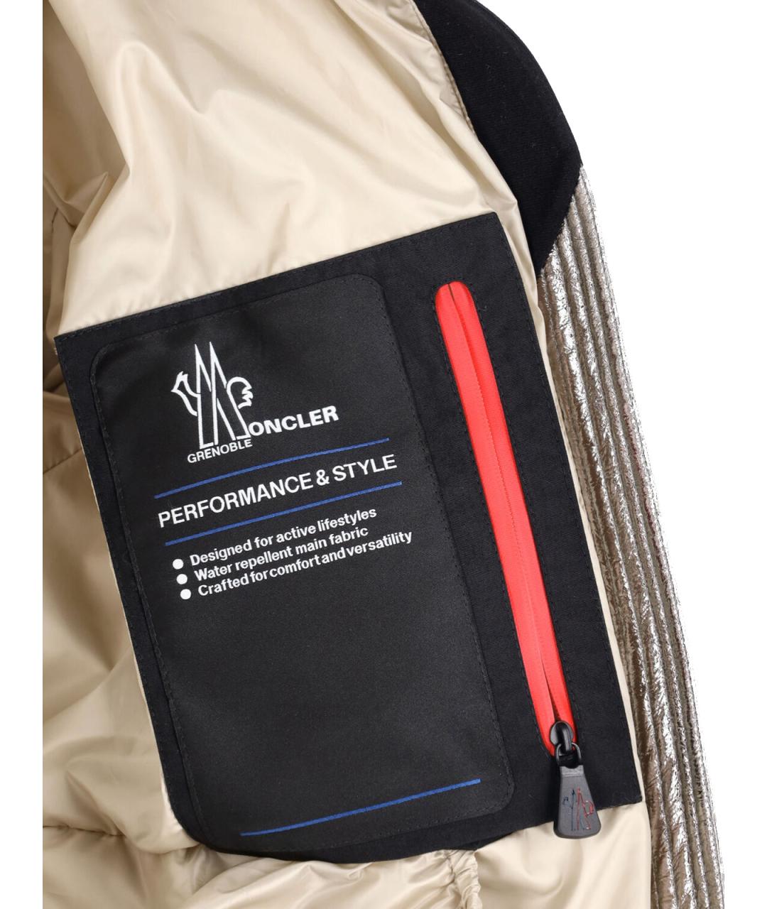 MONCLER GRENOBLE Серебрянный полиэстеровый пуховик, фото 5