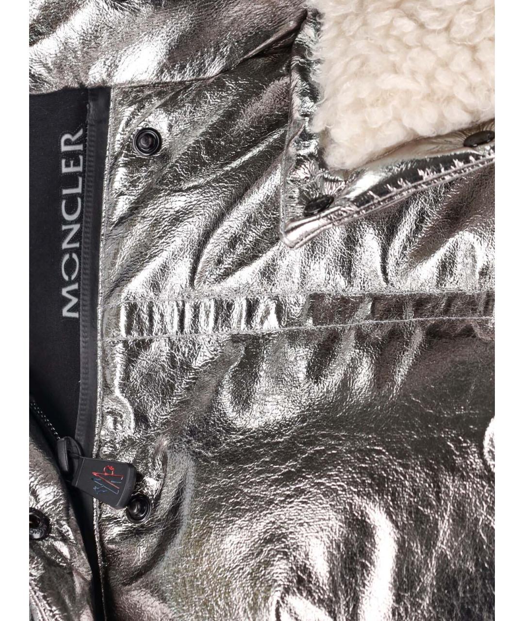 MONCLER GRENOBLE Серебрянный полиэстеровый пуховик, фото 4