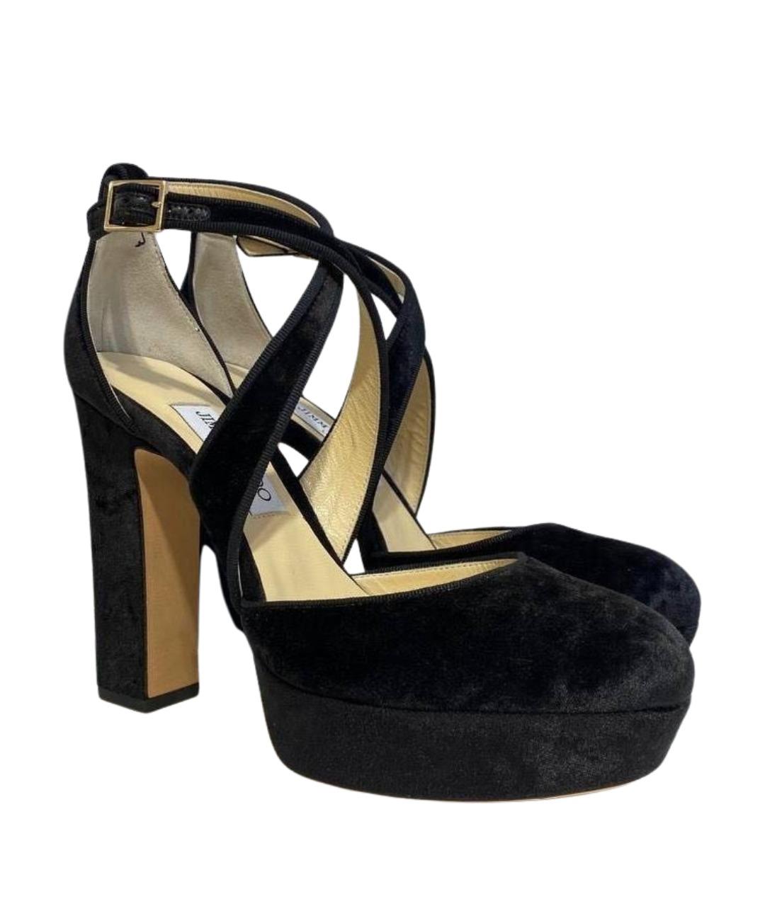 JIMMY CHOO Черные бархатные туфли, фото 1