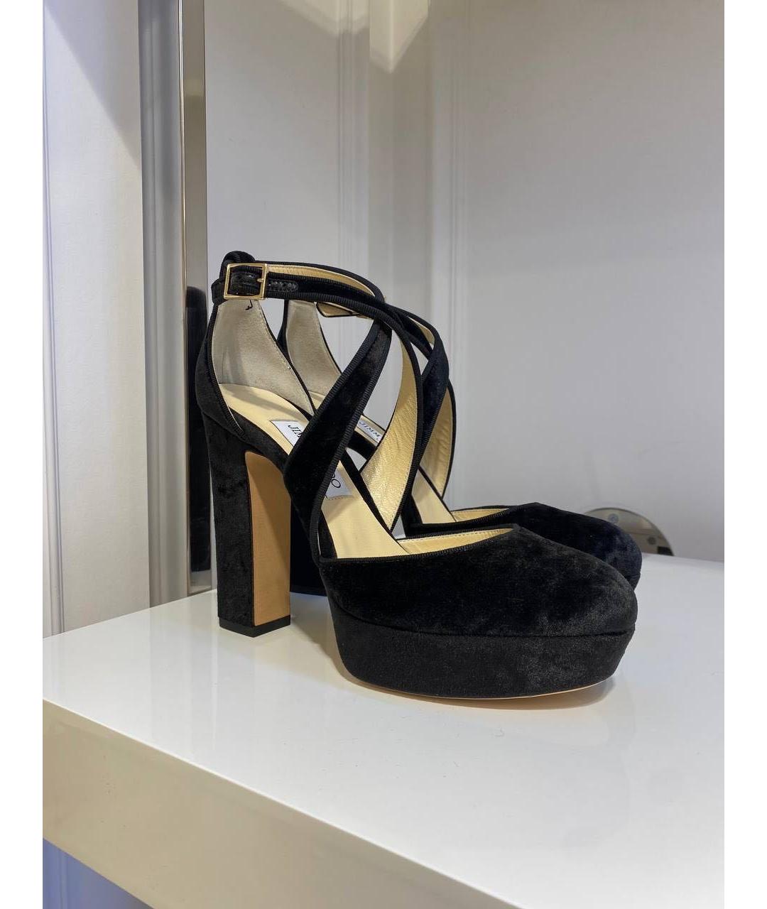 JIMMY CHOO Черные бархатные туфли, фото 4