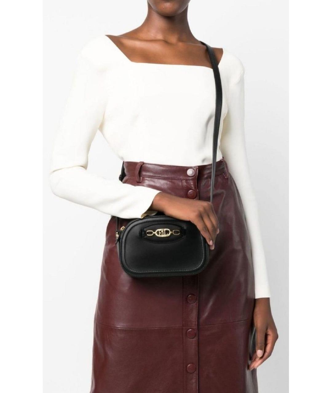 RALPH LAUREN Черная кожаная сумка через плечо, фото 3