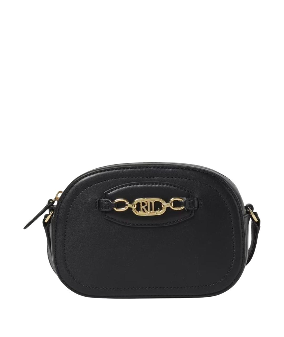 RALPH LAUREN Черная кожаная сумка через плечо, фото 1