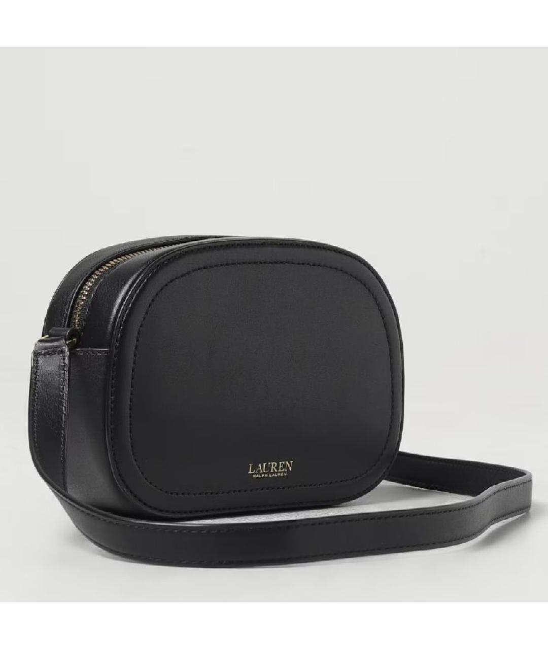 RALPH LAUREN Черная кожаная сумка через плечо, фото 2