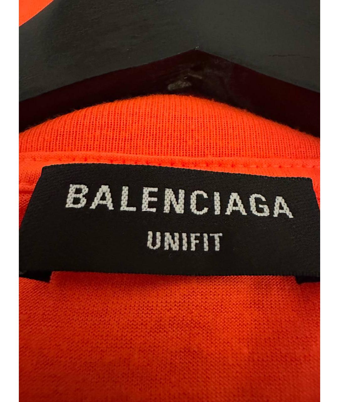 BALENCIAGA Оранжевая хлопковая футболка, фото 4