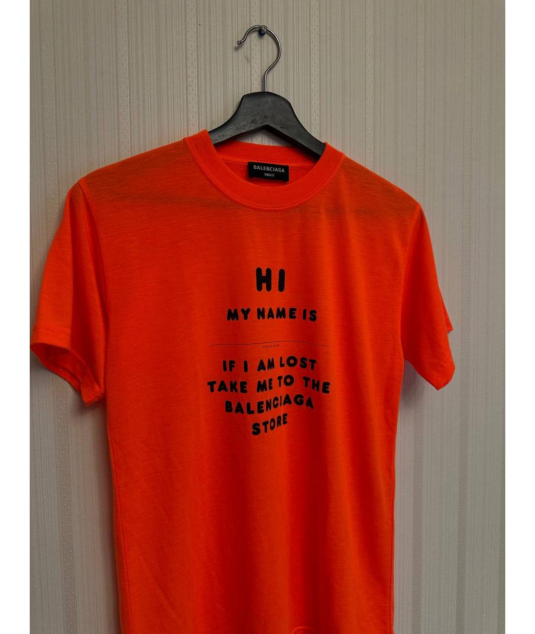 BALENCIAGA Оранжевая хлопковая футболка, фото 2