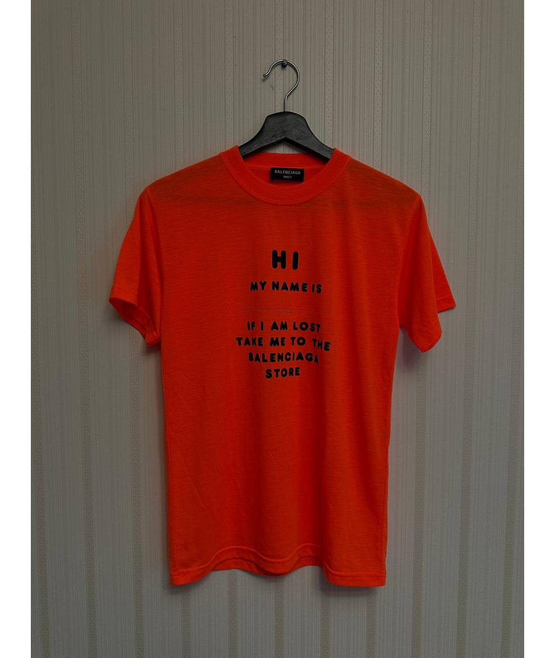 BALENCIAGA Оранжевая хлопковая футболка, фото 6