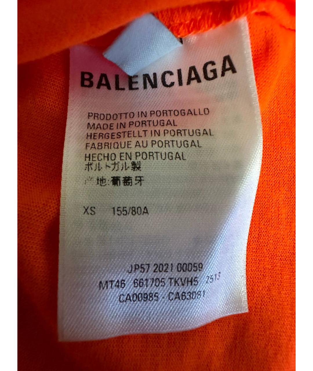 BALENCIAGA Оранжевая хлопковая футболка, фото 5