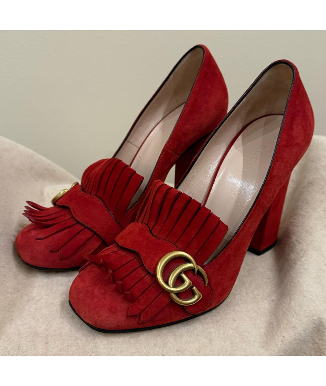 GUCCI Красные замшевые туфли, фото 3